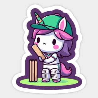 Cute unicorn Cricketer Sticker